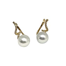 Diamond South Sea Pearl Earrings 14k Gold 11 mm Certified $2,950 910809