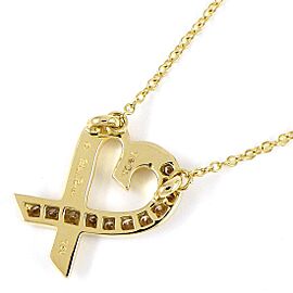 Tiffany & Co 18K Yellow Gold Loving Heart Half 11P Diamond Necklace