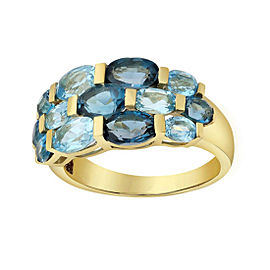 14K Yellow Gold With 4 3/4ct Blue Topaz Ring Size 7