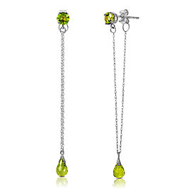 3.15 CTW 14K Solid White Gold Chandelier Earrings Natural Peridot