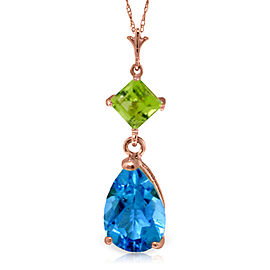 2 CTW 14K Solid Rose Gold Necklace Blue Topaz Peridot