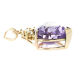 14K Yellow Gold Amethyst, Diamond Pendant