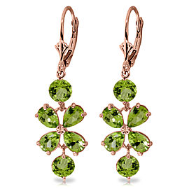 5.32 CTW 14K Solid Rose Gold Flower Peridot Earrings