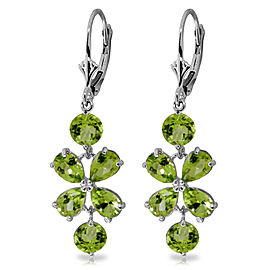 5.32 CTW 14K Solid White Gold Wharton Peridot Earrings