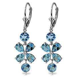 5.32 CTW 14K Solid White Gold Chandelier Earrings Natural Blue Topaz