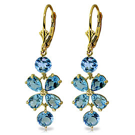 5.32 CTW 14K Solid Gold Chandelier Earrings Natural Blue Topaz