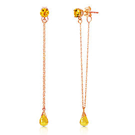 14K Solid Rose Gold Chandelier Earrings with Citrines