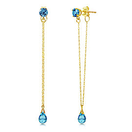 3.15 CTW 14K Solid Gold Chandelier Earrings Natural Blue Topaz