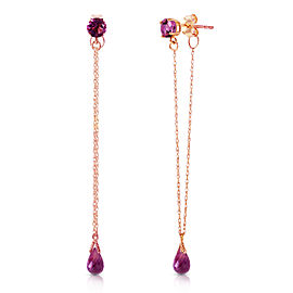 14K Solid Rose Gold Chandelier Earrings with Natural Amethysts