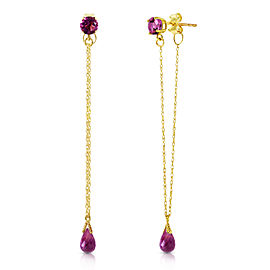 3.15 CTW 14K Solid Gold Chandelier Earrings Natural Amethyst