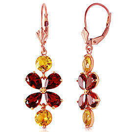 5.32 CTW 14K Solid Rose Gold Chandelier Earrings Citrine Garnet