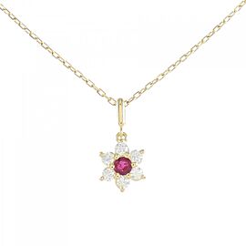 MIKIMOTO 18k Yellow Gold Ruby Necklace LXGKM-246