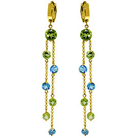 8.99 CTW 14K Solid Gold Chandelier Earrings Peridot Blue Topaz