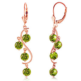 4.95 CTW 14K Solid Rose Gold Peridot Drop Earrings