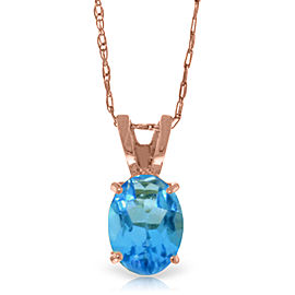 0.85 CTW 14K Solid Rose Gold Solitaire Blue Topaz Necklace