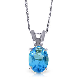 0.85 CTW 14K Solid White Gold Life At Forty Blue Topaz Necklace