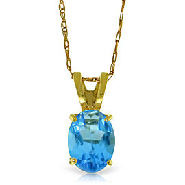 0.85 CTW 14K Solid Gold Sheltering Sky Blue Topaz Necklace