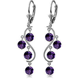 4.95 CTW 14K Solid White Gold Stately Heart Amethyst Earrings