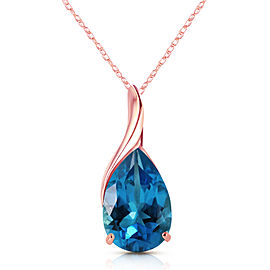 14K Solid Rose Gold Necklace with Natural Blue Topaz