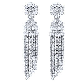 True Diamond Drop Chandelier Ladies Earrings Dangle Style 16.12cts 18K White Gold