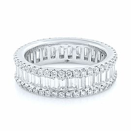 Baguette And Round Cut Diamond Eternity Band in 18K White Gold 3.44cts