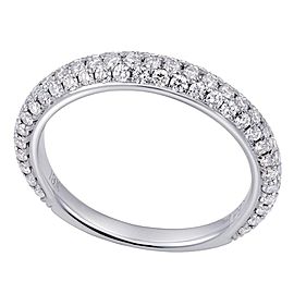 18K White Gold Pave Diamond Ladies Wedding Band Ring 0.73cttw Size 6.5