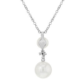 Bliss by Damiani Ribes Ext. 18k White Gold Pearls Diamonds Pendant Necklace