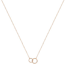 Rachel Koen Rose Gold Double Ring Circle Pendant Necklace With Chain