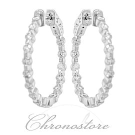 True Ladies Diamond Hoop Earrings 1.60cts in 14K White Gold