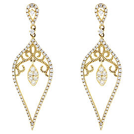 True Yellow Gold Drop Party Dangle Diamond Earrings 0.73cts