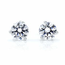 True 14K White Gold Round Three Prong CZ Cubic Zirconia Stud Earrings 7mm