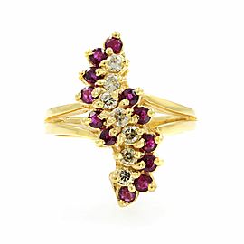 True 14K Yellow Gold Ruby 0.80cttw Diamond Ring Size 6