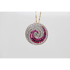 1.16 Carat Diamond And 4.86 Carat Ruby Pendant In 18 Karat Gold