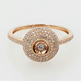 Rachel Koen Pave Diamond Round Ring Fashion Style in Rose Gold 0.65cts