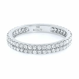 Double Row Scoop Micro Pave Round Diamond Eternity Band 18K White Gold 0.61cts