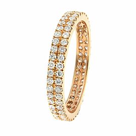 Double Row Scoop Micro Pave Round Diamond Eternity Band 18K Rose Gold 0.61cts