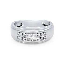 Real 10k White Gold 0.36 Ct Round Cut Diamond Wedding Band Ring For Men's