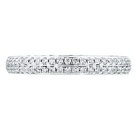 Rachel Koen 18K White Gold Pave Diamond Ladies Wedding Ring Size 6.5 0.80cttw