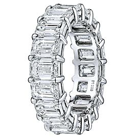 True Platinum Emerald Cut Diamond Eternity Band 8.51cts