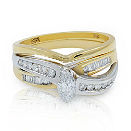 Rachel Koen Marquise Diamond Engagement Ladies Ring Set in 14K Gold 1.05Cttw