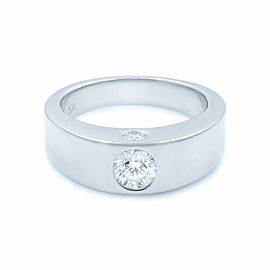 Rachel Koen 18K White Gold Solid Round Cut Bazel Set Diamond Ring 0.70cts