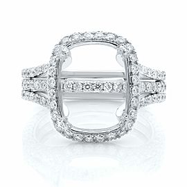 Rachel Koen Platinum Diamond Setting For A Cushion Center Stone apx. 2.00cts SZ5