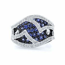 Rachel Koen 14K White Gold Diamond and Light Blue Sapphire Ring Size 7