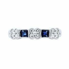 Rachel Koen 14K White Gold Diamond and Blue Sapphire Band Size 6.25