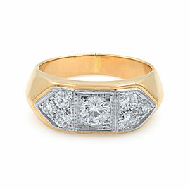 Rachel Koen 18K Diamond Yellow Gold Mens Ring with Round Cut Diamonds 1.35cts