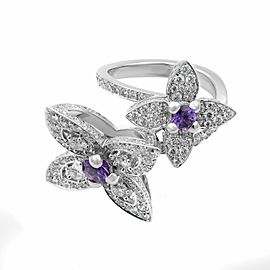 True 18K White Gold Diamond Les Luxuriantes Amethyst Ring Size 7