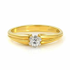 True Solitaire Diamond Engagement Ladies Ring 18K Yellow Gold 0.10 Cttw Size 6.5