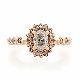 Rachel Koen 14K Rose Gold Oval Halo Diamond Engagement 0.75cts Ring 5.75