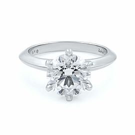 True Platinum 2.69cts Round Cut Diamond Six Prong Solitaire Engagement Ring Size 6.5