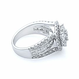 True 14K White Gold Diamond Flower Halo Cocktail Ring 3.50ct Size 7